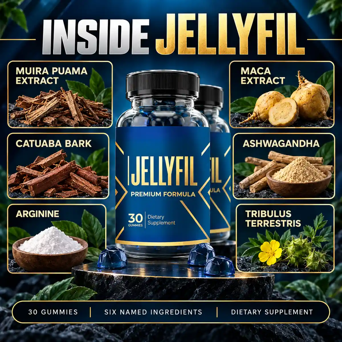 The JellyFil listing graphic showing what is inside the formula